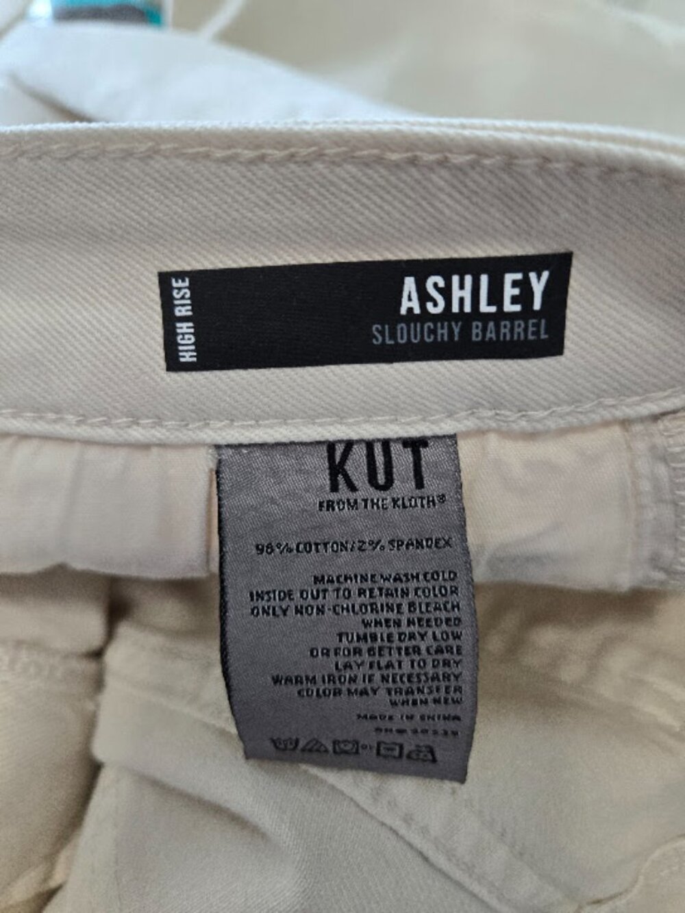 KUT from The KLOTH Ashley Slouchy Barrel Jeans High Rise Cream Size 10  NWT - Picture 11 of 11